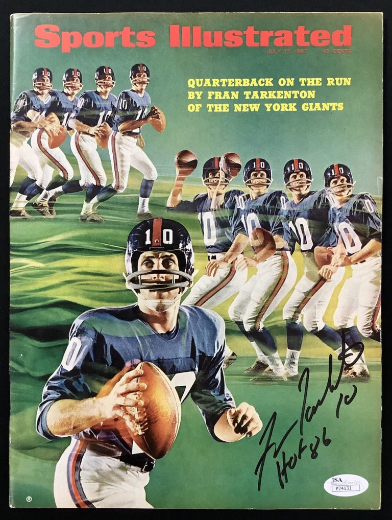 Fran Tarkenton Signed Sports Illustrated 7/17/67 No Label NY Giants Auto HOF JSA