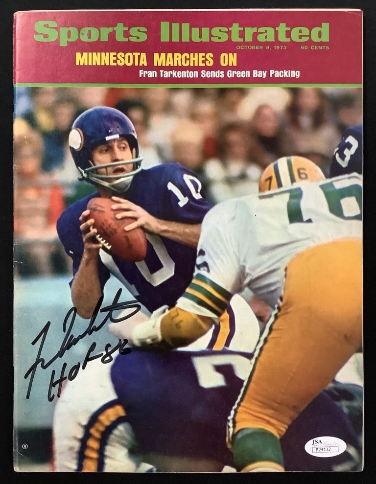 Fran Tarkenton Signed Sports Illustrated 10/8/73 No Label Vikings Auto HOF JSA