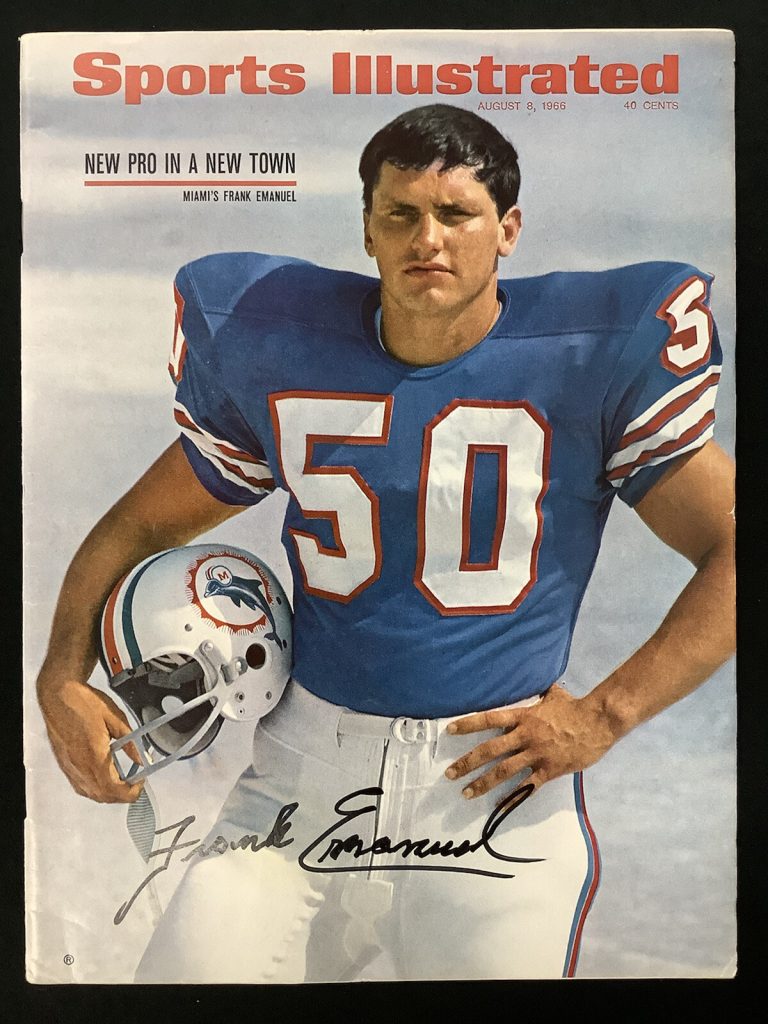 Frank Emanuel Signed Sports Illustrated 8/8/66 No Label Dolphins Autograph JSA