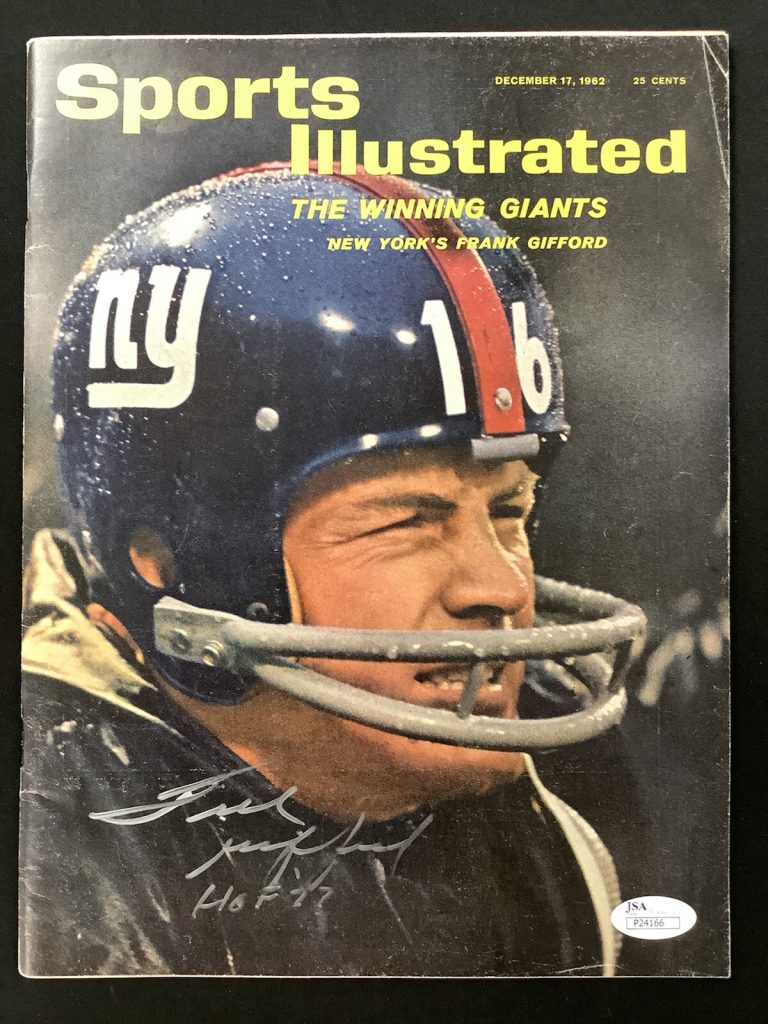 Frank Gifford Signed Sports Illustrated 12/17/62 No Label NY Giants Auto HOF JSA