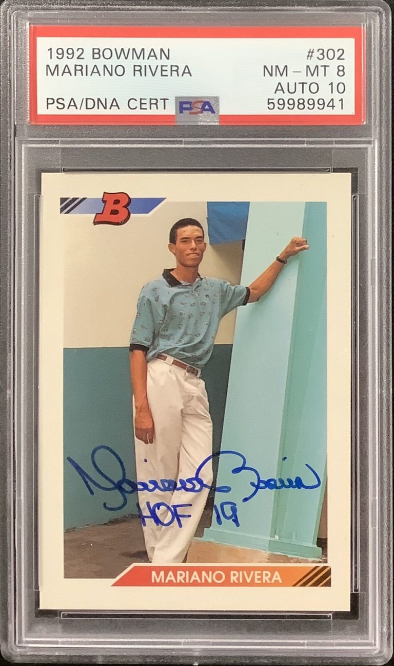 Mariano Rivera Signed 1992 Bowman #302 Rookie Card PSA/DNA Auto 10 Card NM-MT 8