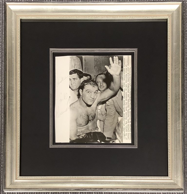 Rocky Marciano Signed Photo 7x9 Boxing Champ Autograph Victory Wave Framed TPG