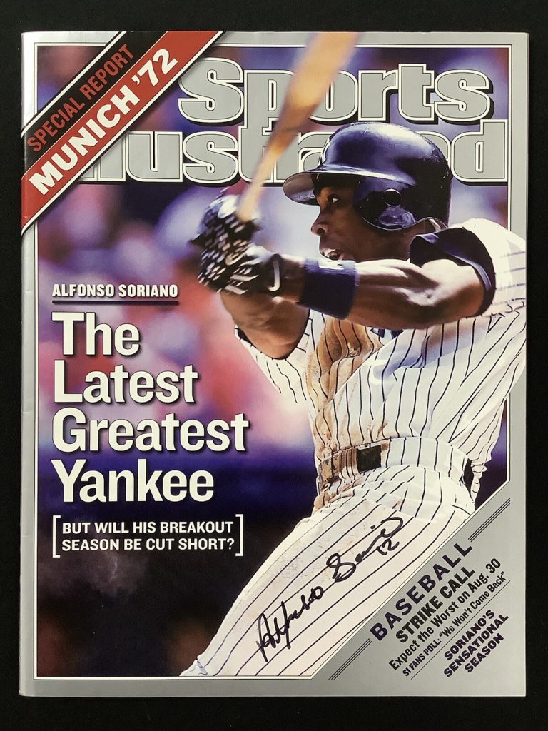 Alfonso Soriano Signed Sports Illustrated 8/26/02 No Label NYY Baseball Auto JSA