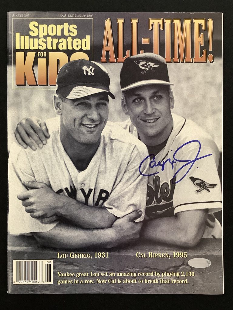 Cal Ripken Jr Signed Sports Illustrated Aug 1995 No Label Baseball Auto Steiner
