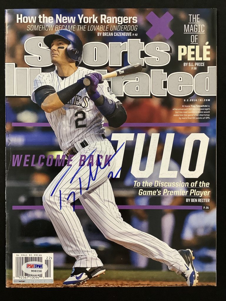 Troy Tulowitzki Signed Sports Illustrated 6/2/14 No Label NYY Baseball Auto JSA