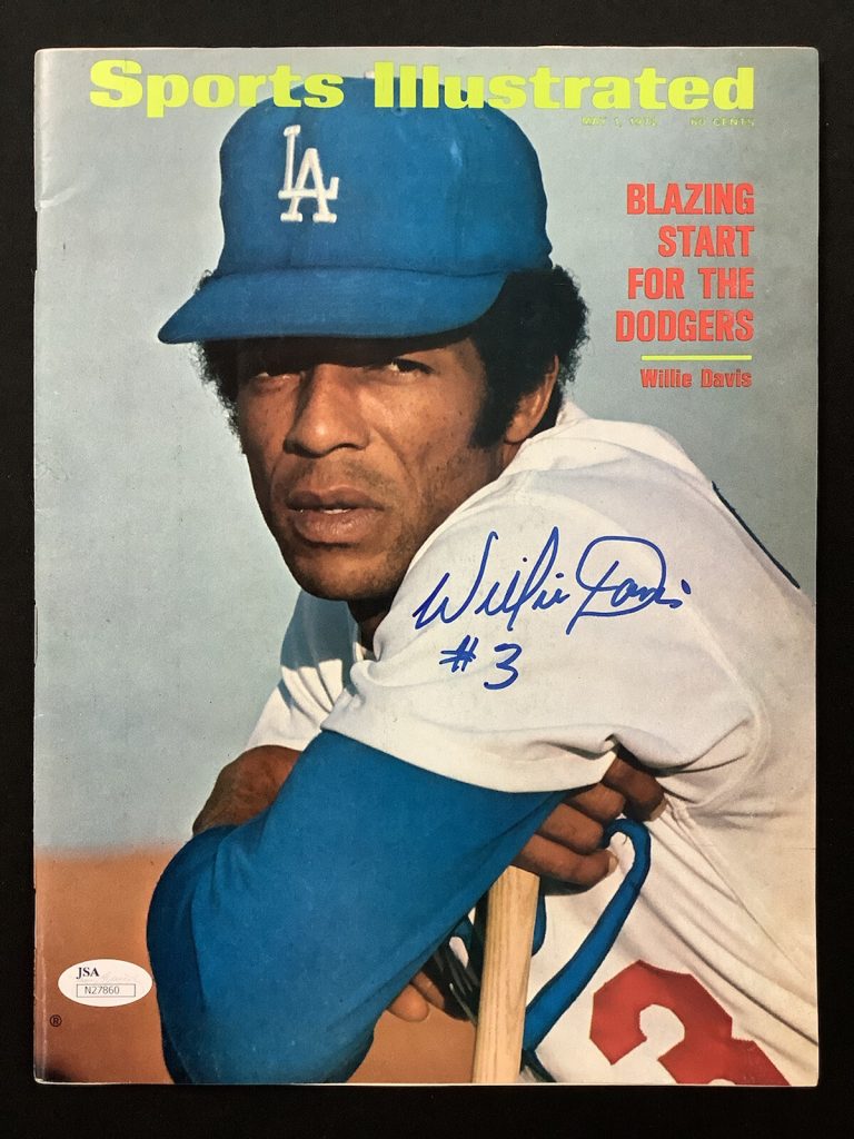 Willie Davis Signed Sports Illustrated 5/1/72 No Label Dodgers Baseball Auto JSA