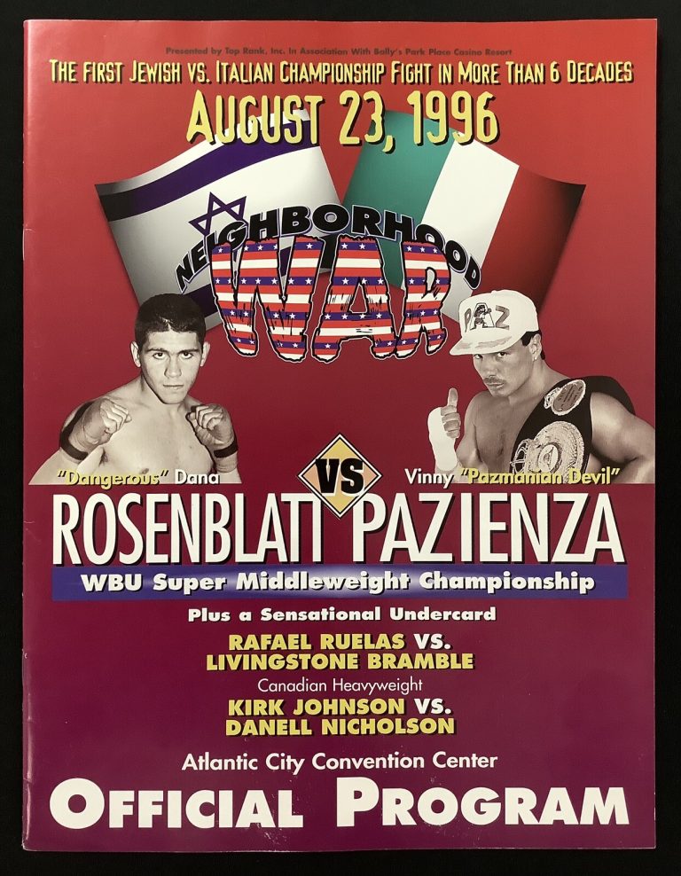 Vinny Pazienza vs Dana Rosenblatt Fight Program 8/23/96 Boxing Neighborhood War