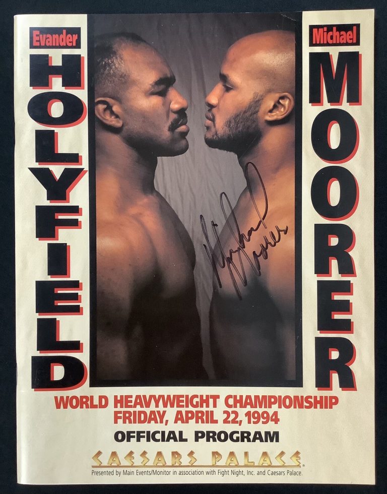 Evander Holyfield v Michael Moorer Signed Fight Program 4/22/94 Caesars Auto TPG