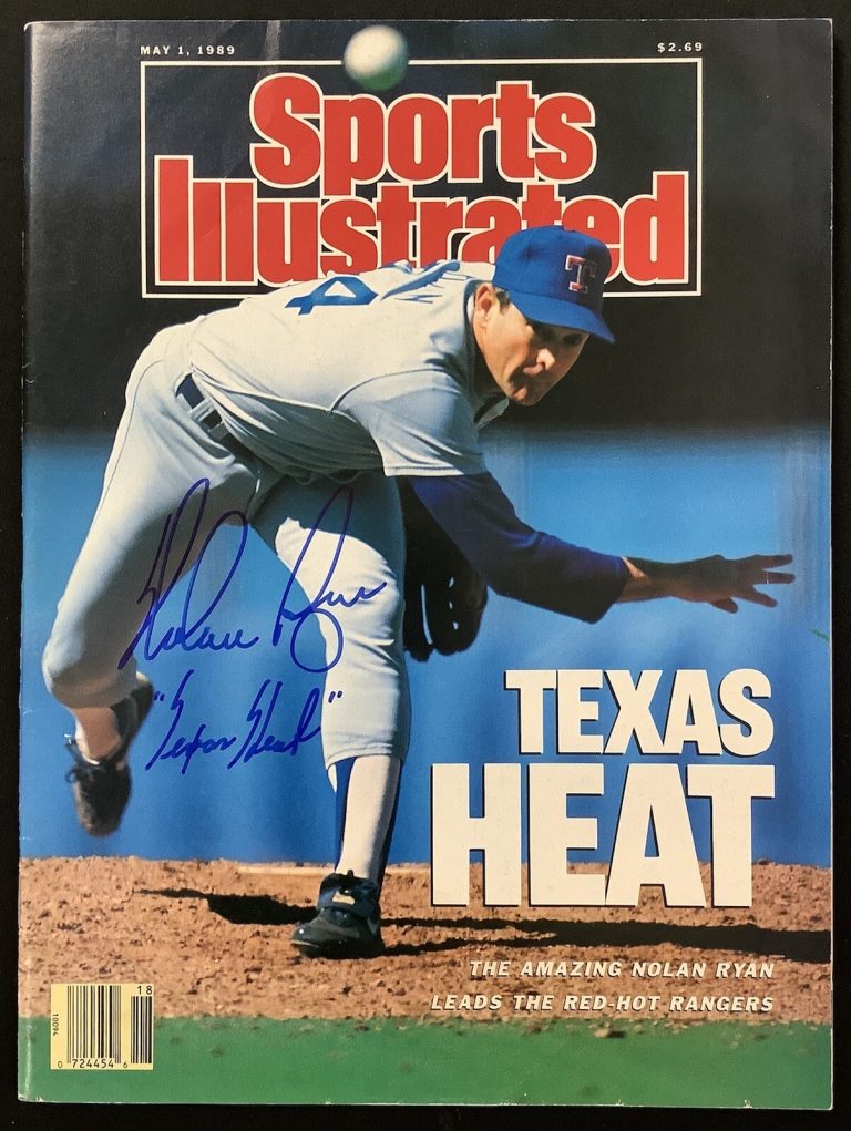 Nolan Ryan Signed Sports Illustrated 5/1/89 No Label Rangers Texas Heat Auto JSA