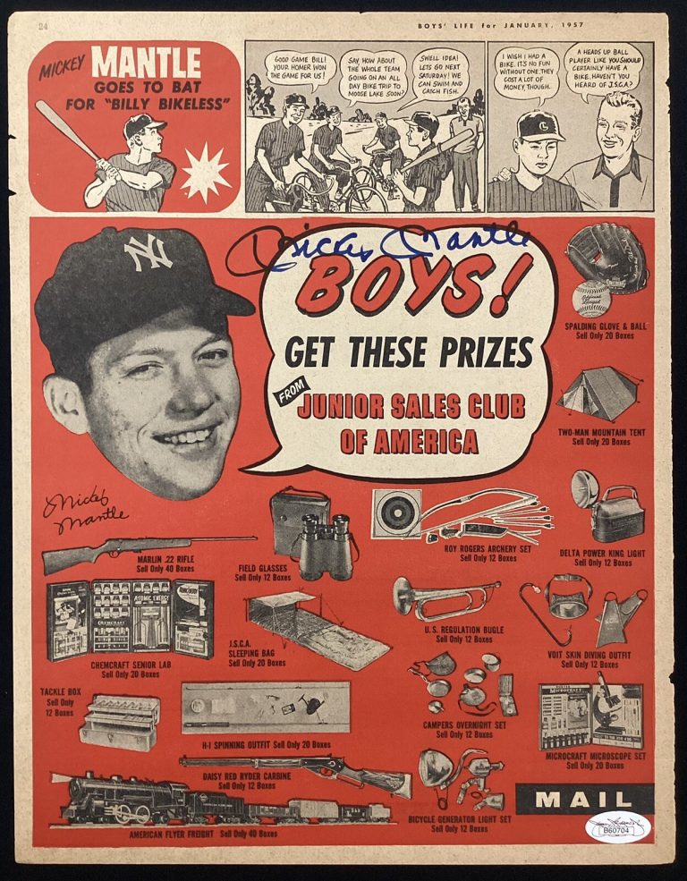 Mickey Mantle Signed Life Magazine Page January 1957 Yankees Autograph HOF JSA