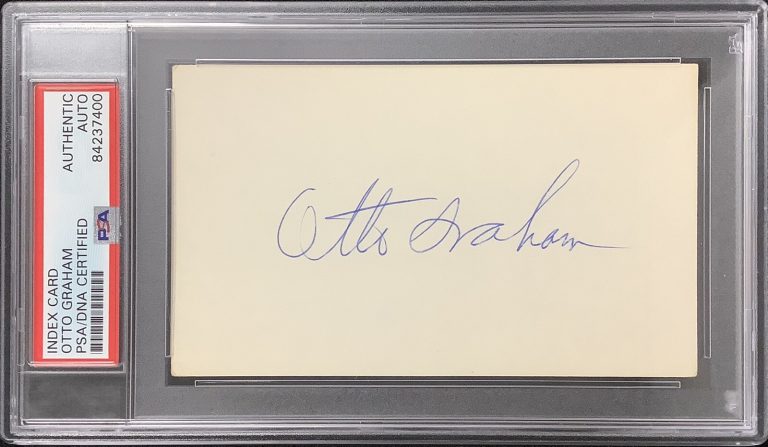 Otto Graham Signed Index Card Football HOF Cleveland Browns Autograph PSA/DNA