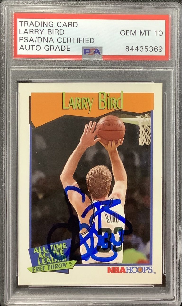 Larry Bird Signed 1991 NBA Hoops #532 Card Celtics Auto PSA/DNA HOF GEM MT 10