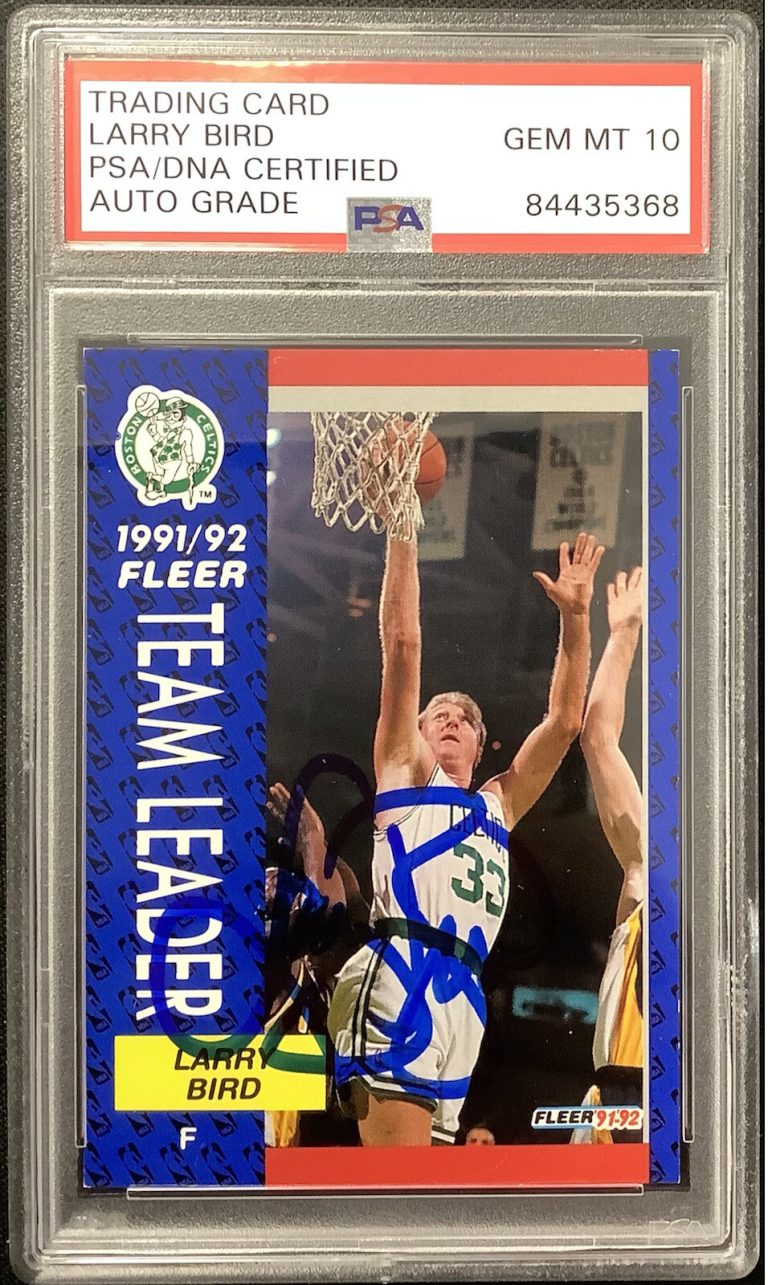 Larry Bird Signed 1992 Fleer #373 Basketball Card Auto HOF PSA/DNA Gem MT 10