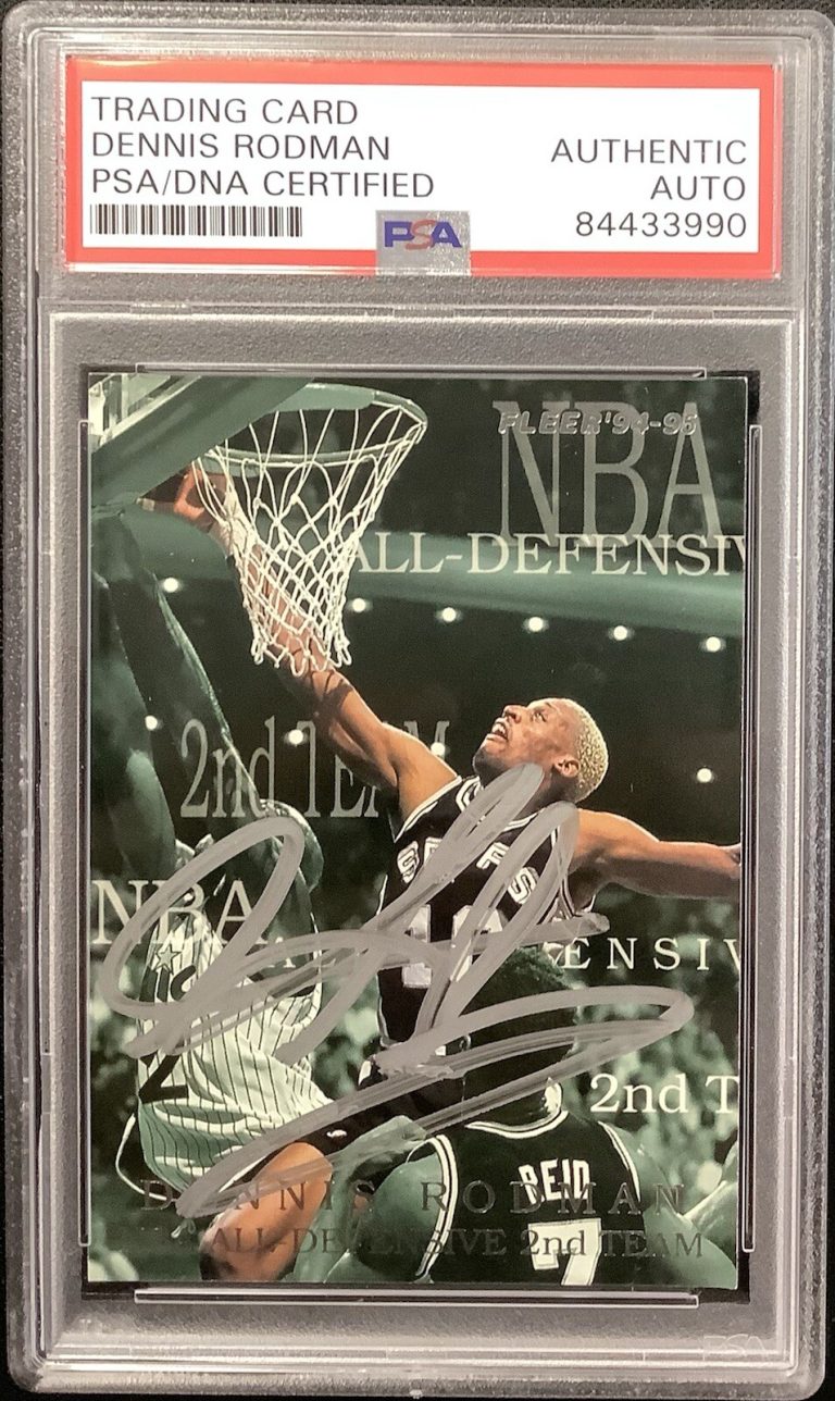 Dennis Rodman Signed 1994 Fleer Card Basketball Pistons Autograph HOF PSA/DNA