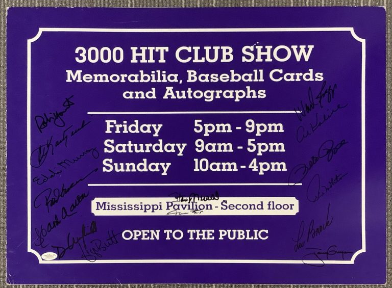 3000 Hit Club Signed Show Poster 24x18 Hank Aaron Mays Boggs Rose +11 Auto JSA