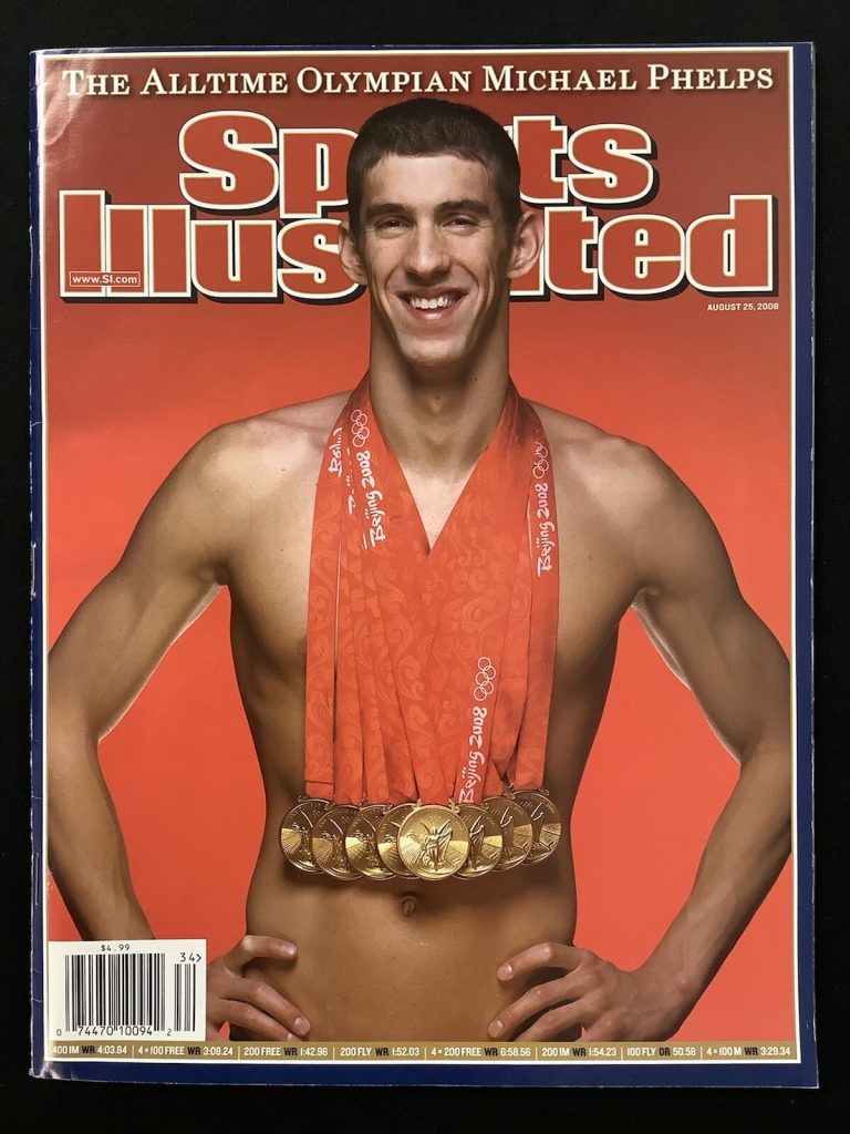 Michael Phelps Sports Illustrated 8/25/08 No Label Olympics Swimmer SOY