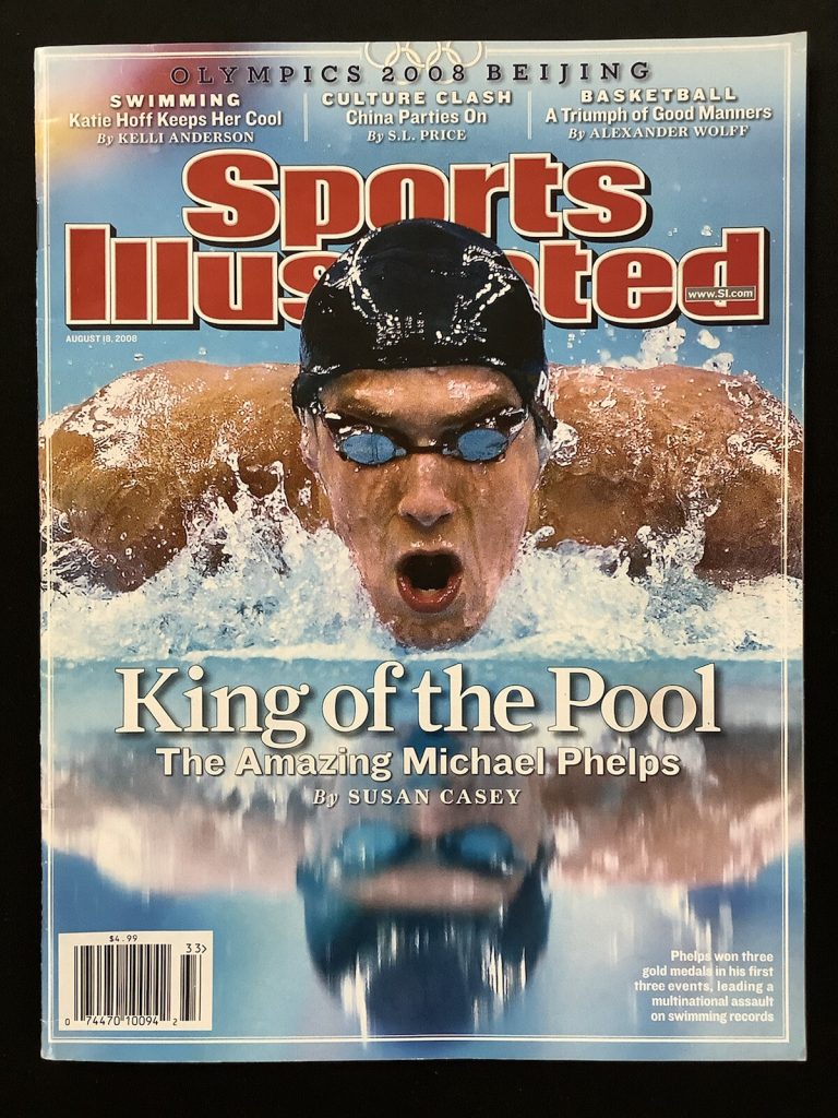Michael Phelps Sports Illustrated Magazine 8/18/08 No Label Olympics Swimmer SOY