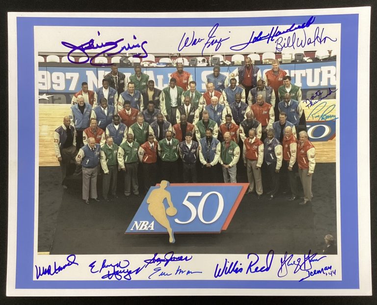 Julius Erving Signed Photo 11x14 John Havlicek W Frazier Auto +9 Sigs HOF JSA