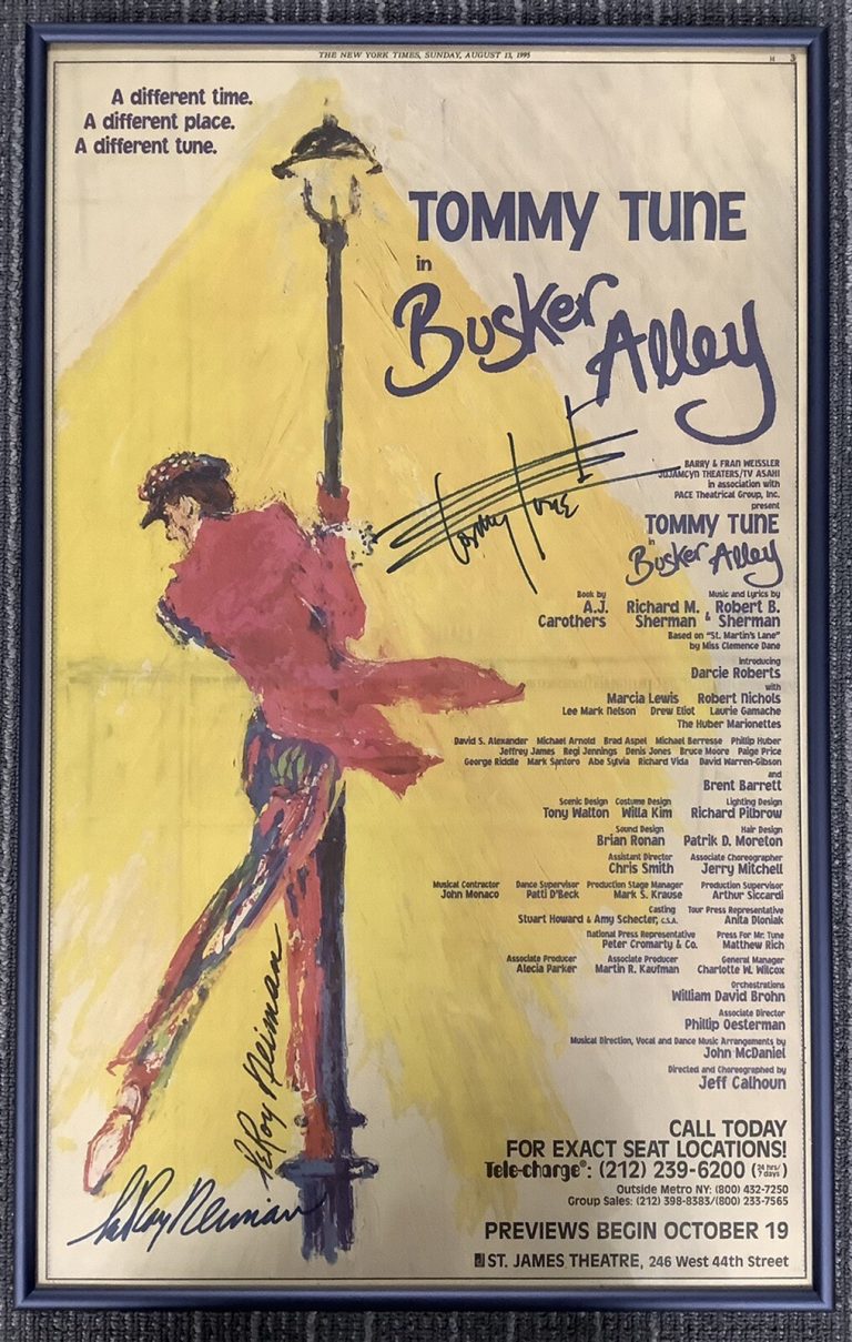 Tommy Tune Signed Newspaper Page LeRoy Neiman Auto Framed 1995 Busker Alley JSA