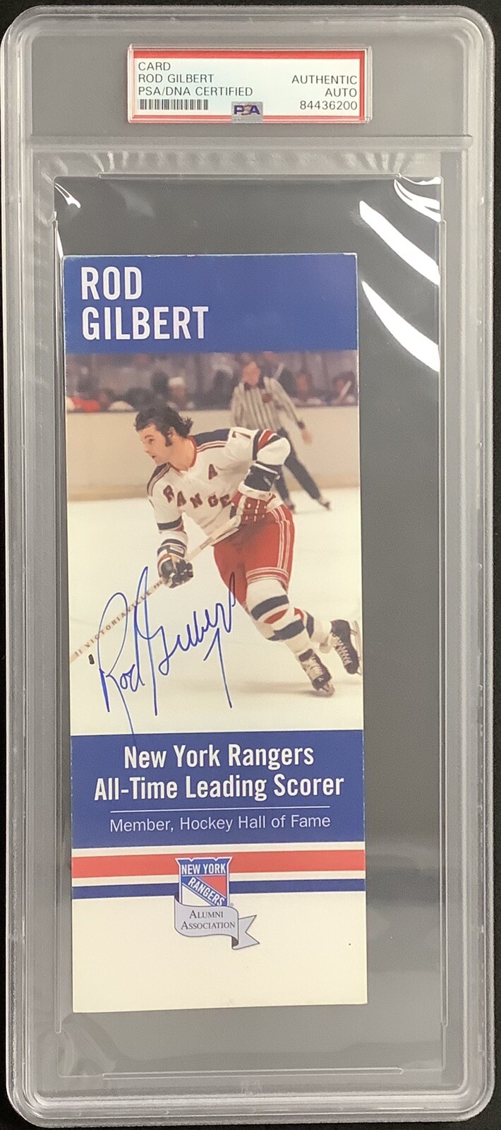 Rod Gilbert Signed Card NY Rangers Alumni Association Ad Autograph HOF PSA/DNA
