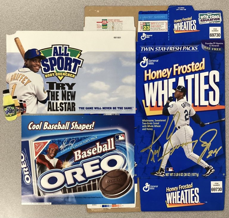 Ken Griffey Jr Lot of 3 Items Wheaties Box Baseball Oreos All Sport Mariners HOF