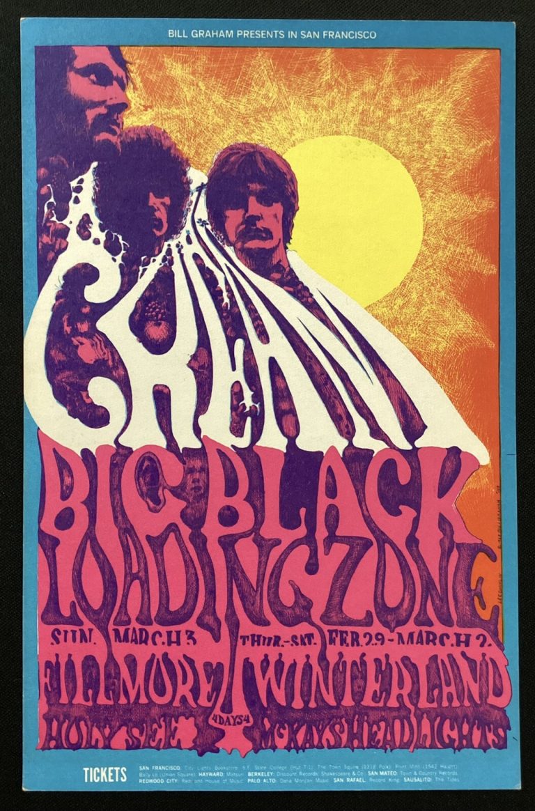 Cream Postcard Bill Graham BG 109 Fillmore Type C 1968 Psychedelic Eric Clapton