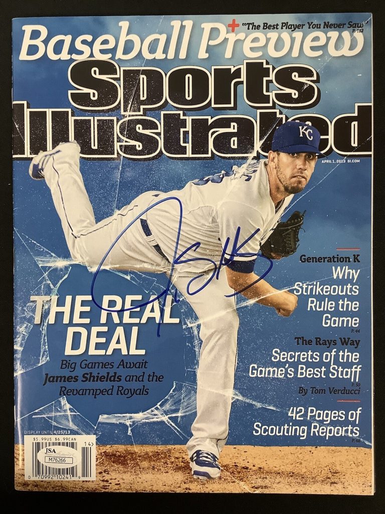 James Shields Signed Sports Illustrated 4/25/13 NoLabel Royals Baseball Auto JSA