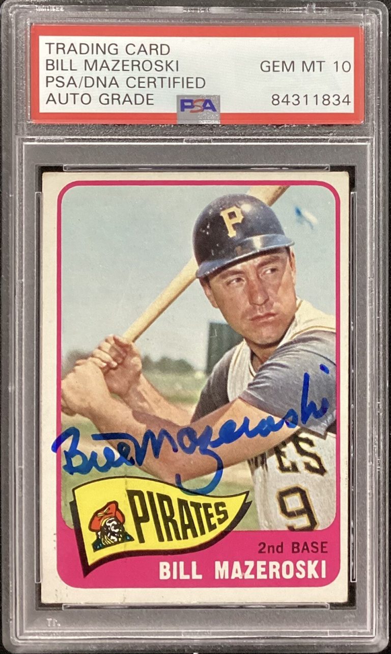 Bill Mazeroski Signed 1965 Topps #95 Card Pirates HOF PSA/DNA Autograph Gem 10
