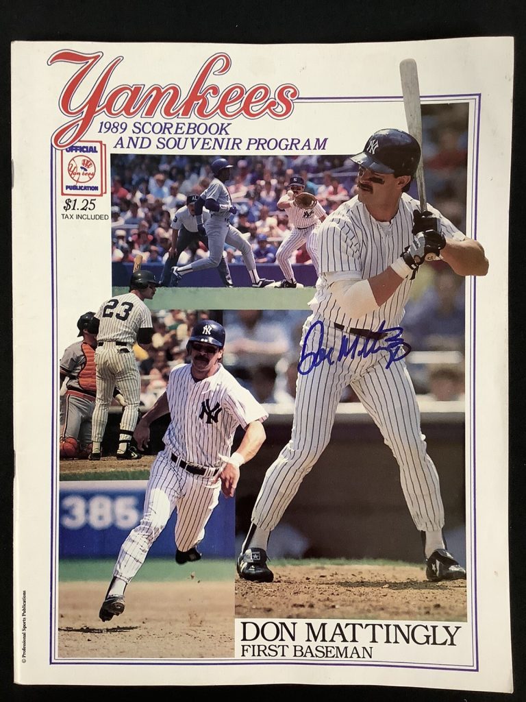 Don Mattingly Signed Program 1989 Yankees Scorebook Souvenir Autograph JSA