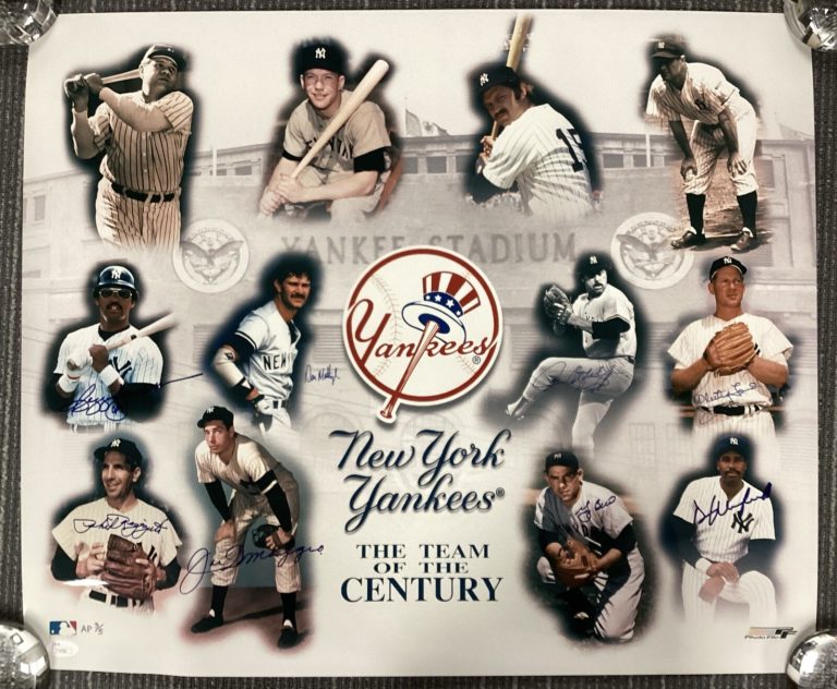 Joe DiMaggio Signed Photo 20x24 NY Yankees R Jackson Berra +5 Autograph HOF JSA