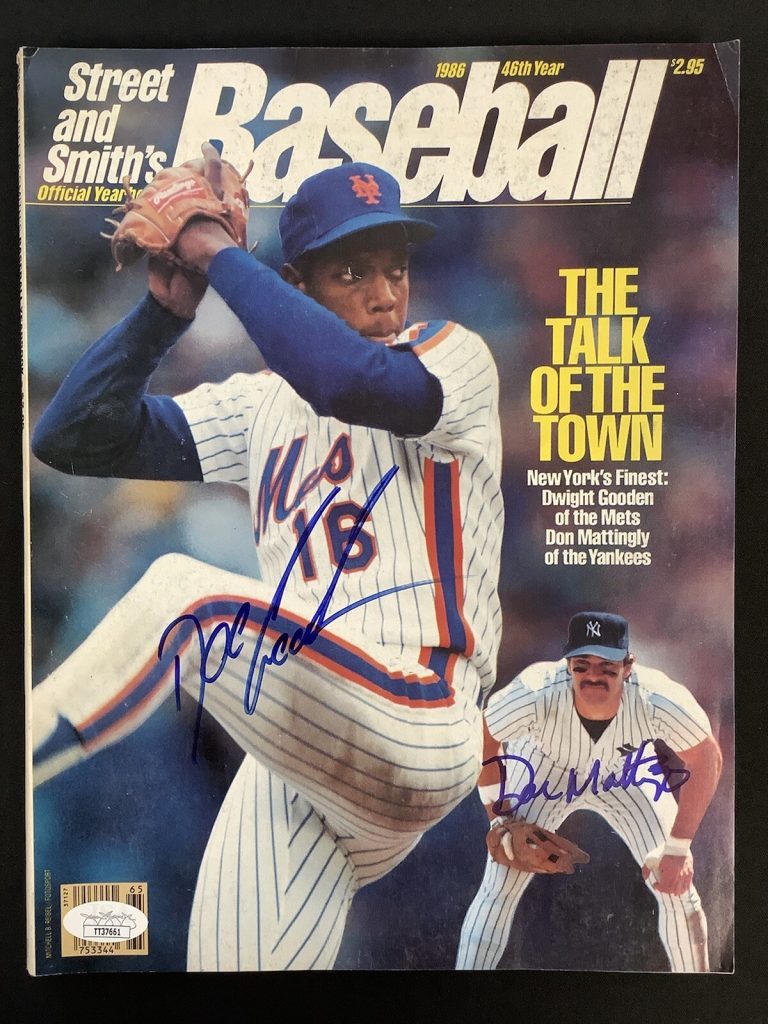 Don Mattingly Signed Street And Smith 1986 No Label Dwight Gooden Auto NYY JSA 1