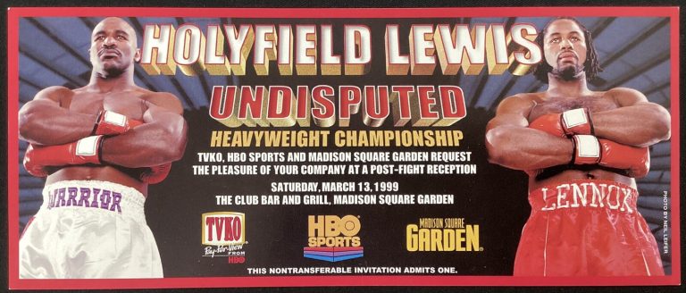Evander Holyfield Lennox Lewis After Party Ticket HBO March 13 1999 MSG Garden
