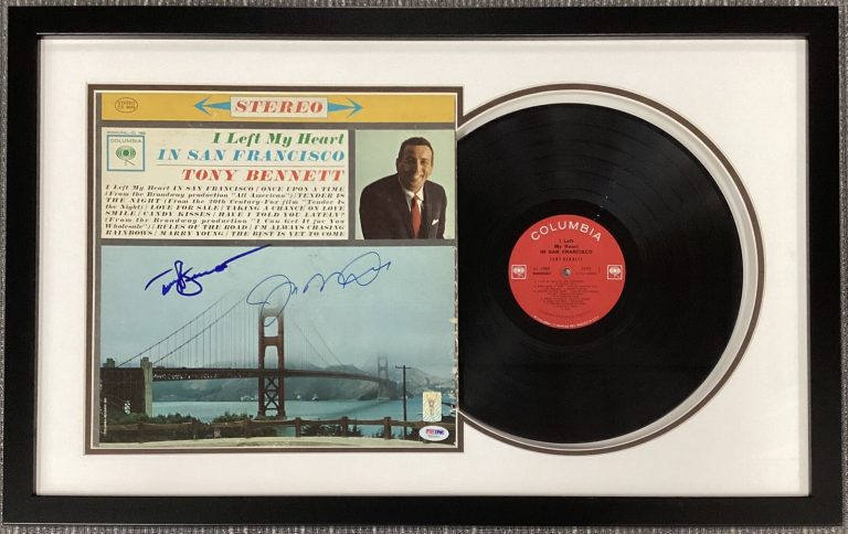 Joe Montana Signed Record Album SF 49ers Tony Bennett Autograph PSA/DNA Framed