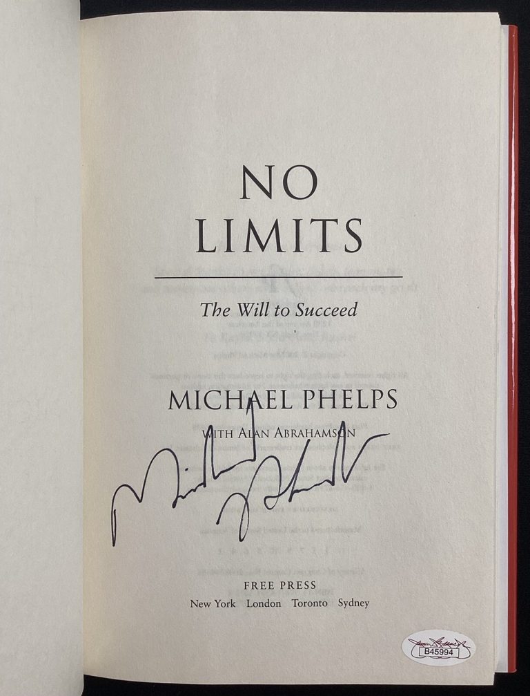 Michael Phelps Signed Book No Limits HCB Olympic Gold Medal Swim Autograph JSA