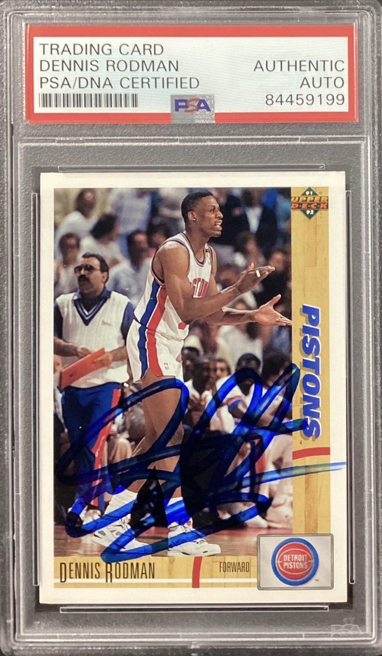 Dennis Rodman Signed 1991-92 Upper Deck #185 Card Pistons Autograph HOF PSA/DNA