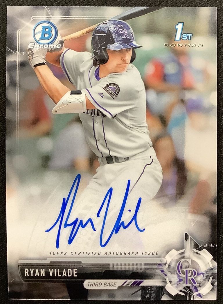 2017 1st Bowman Chrome Ryan Vilade Signed AUTO RC #CDA-RV Rockies Baseball Card