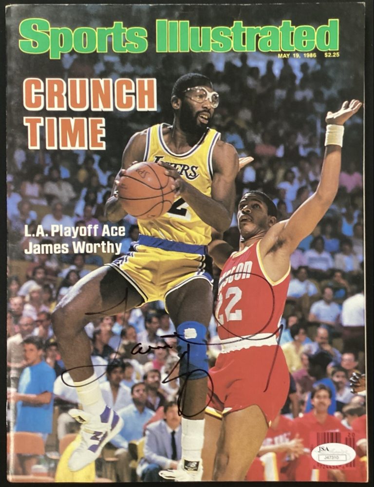 James Worthy Signed Sports Illustrated 5/19/86 No Label Lakers Auto Champ JSA