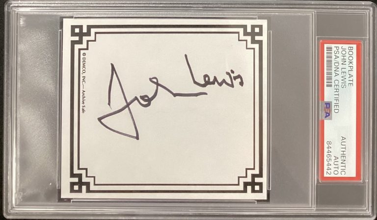 John Lewis Signed Bookplate Selma March Civil Rights Auto MLK King GA PSA/DNA