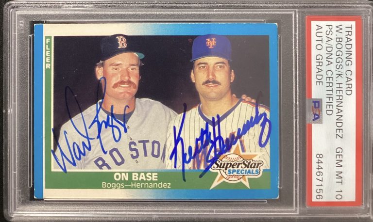 Wade Boggs Signed 1987 Fleer #637 Baseball Card Hernandez Auto PSA/DNA GEM MT 10