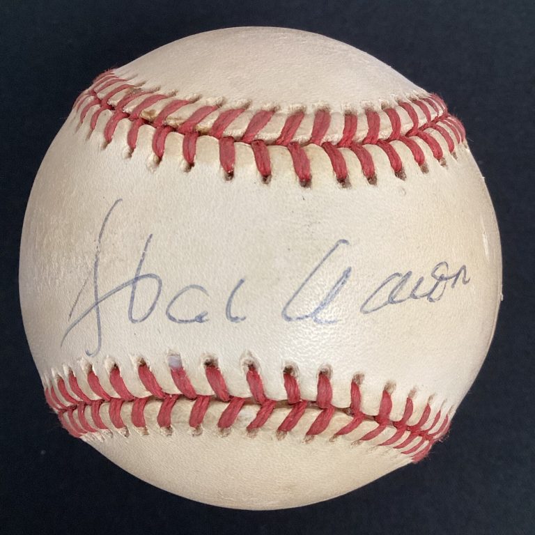 Hank Aaron Signed Baseball ONL Bill White Braves Autograph HOF WSC GG PSA/DNA