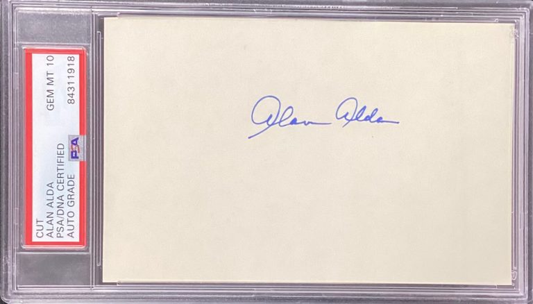 Alan Alda Signed Cut Mash Autograph Tough Sig Hawkeye Actor TV PSA/DNA Gem Mt 10