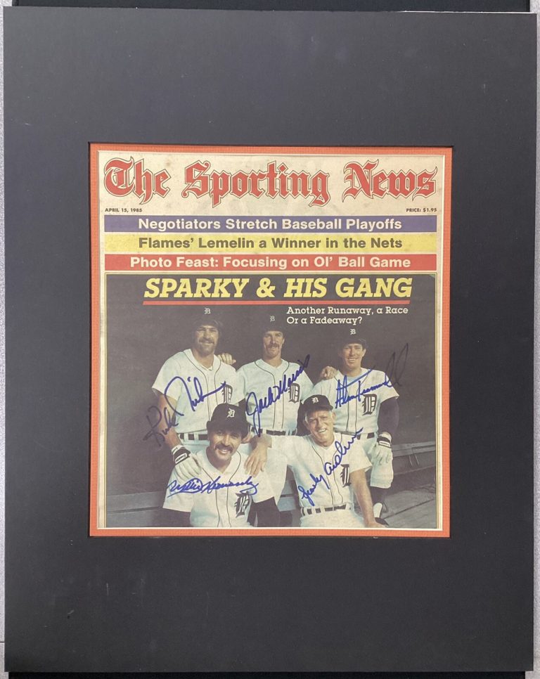 Kirk Gibson Signed Newspaper Baseball Sparky +2 HOFers +1 Tigers Auto PSA/DNA