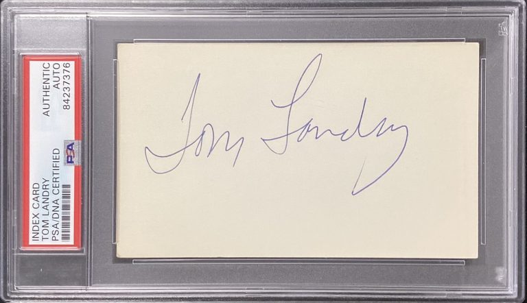 Tom Landry Signed Index Card NFL Football Dallas Cowboys HOF Autograph PSA/DNA
