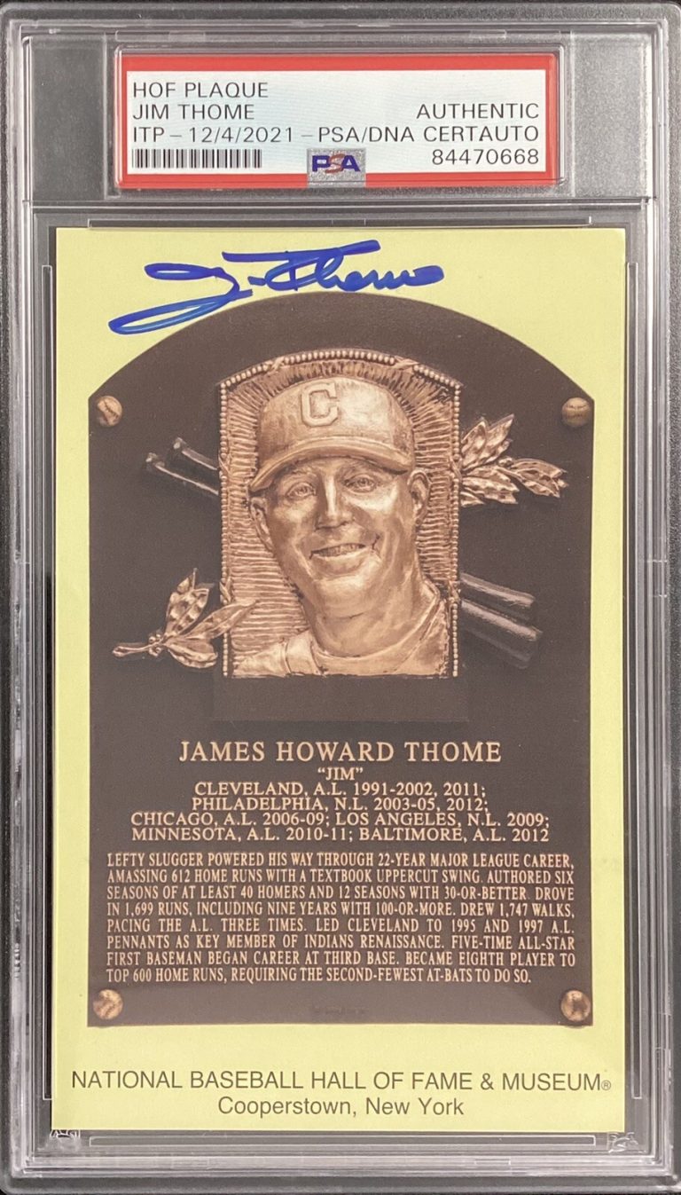 Jim Thome Signed Gold Plaque HOF Postcard Yellow Sox Indians Autograph PSA/DNA
