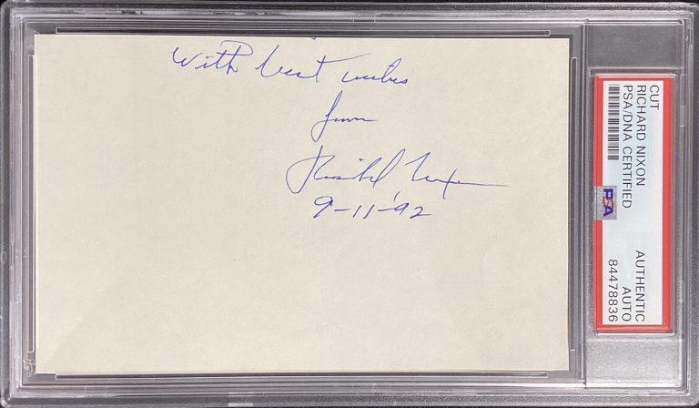 Richard Nixon Signed Cut 37th President Republican Watergate Autograph PSA/DNA