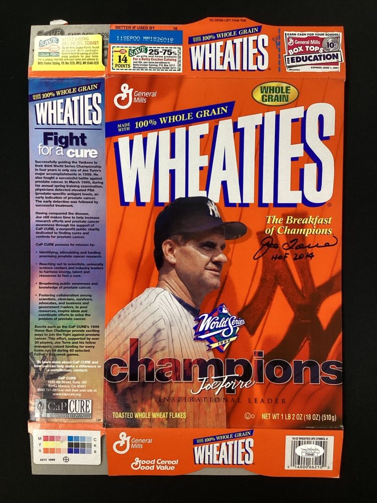 Joe Torre Signed Cereal Box Wheaties Baseball Autograph NY Yankees HOF WSC JSA