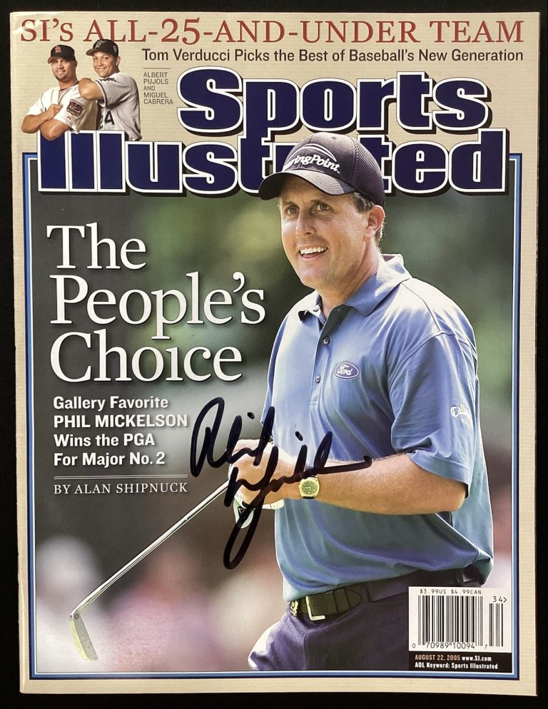 Phil Mickelson Signed Sports Illustrated 8/22/05 No Label Golf Masters Auto JSA