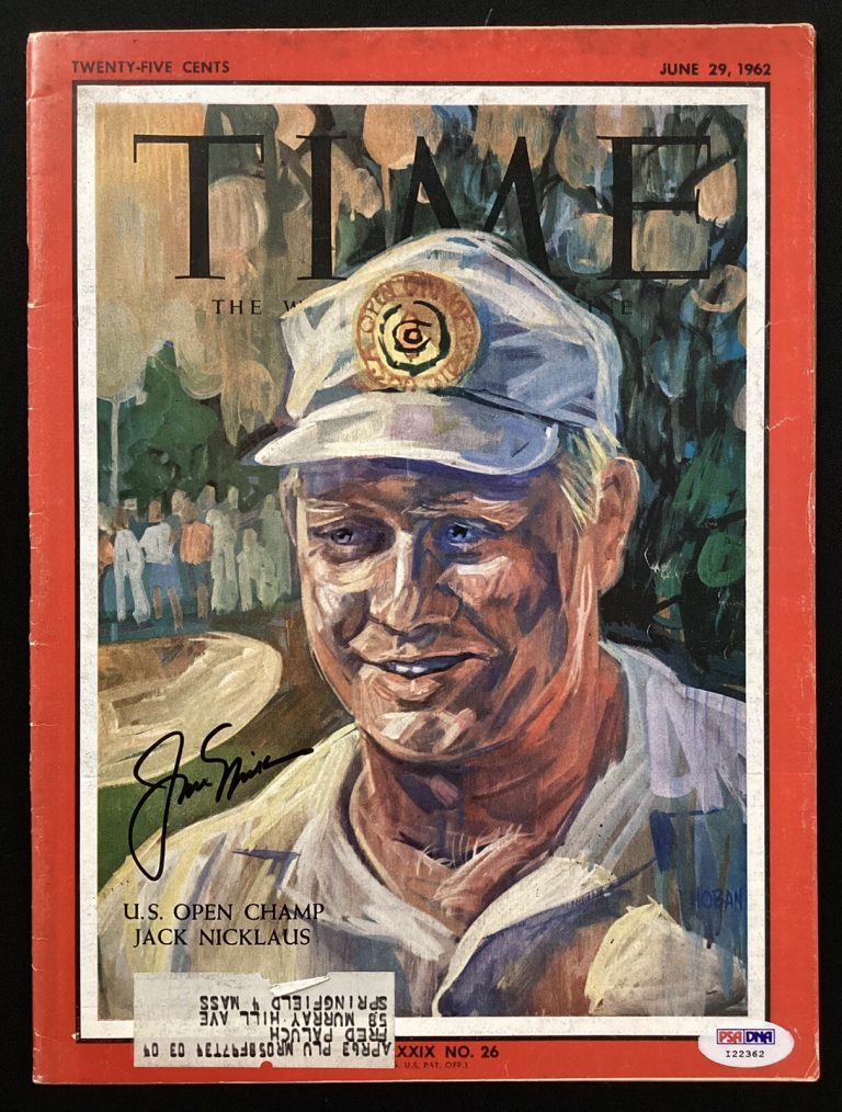 Jack Nicklaus Signed Time Magazine 6/29/62 Golf HOF US Open Auto Masters PSA/DNA