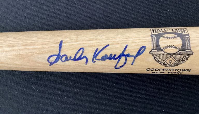 Sandy Koufax Signed Baseball Mini Bat HOF Logo 16