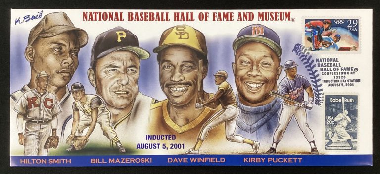 2001 Baseball HOF Induction FDC Envelope Kirby Puckett Dave Winfield Bill Maz +